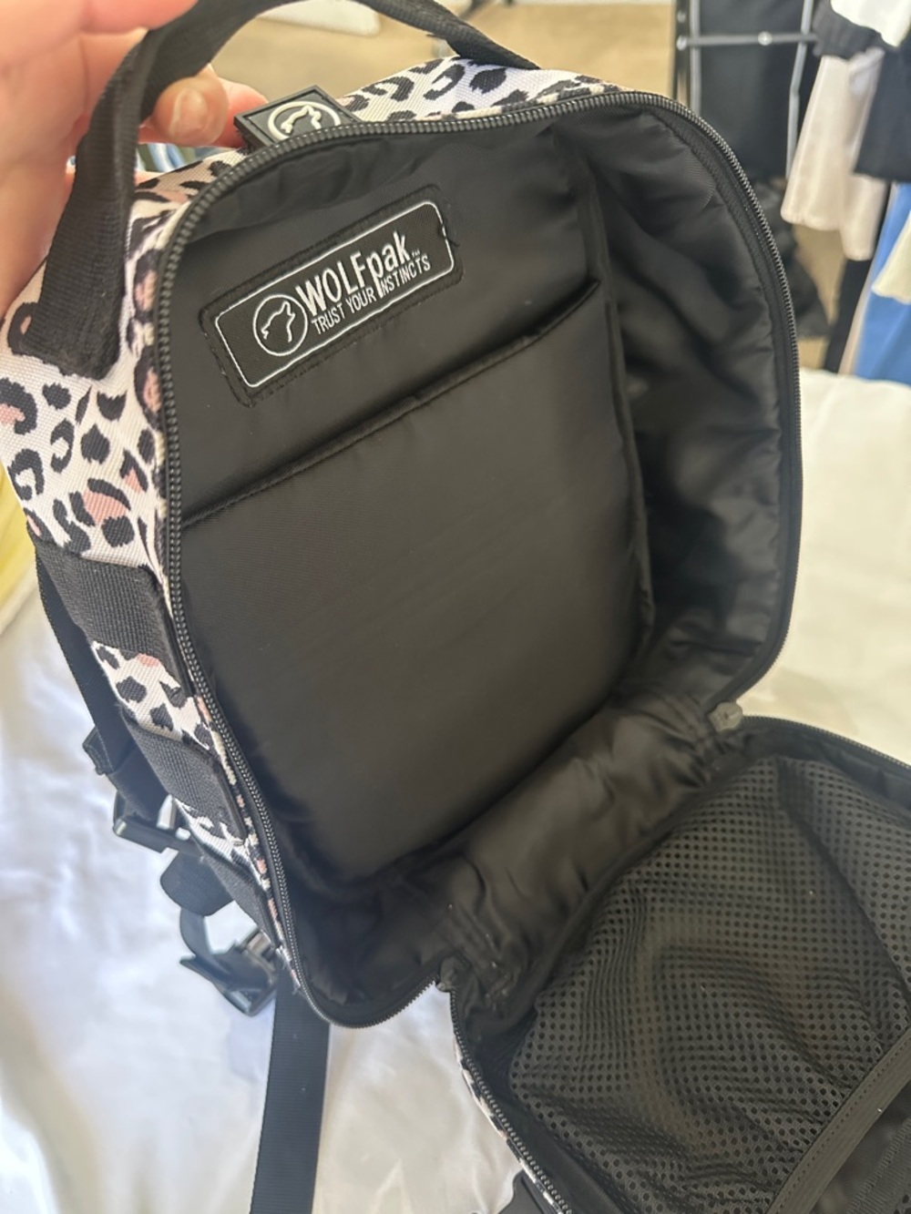WOLF Pink and Black Leopard Print Mini Backpack - Picture 11 of 11